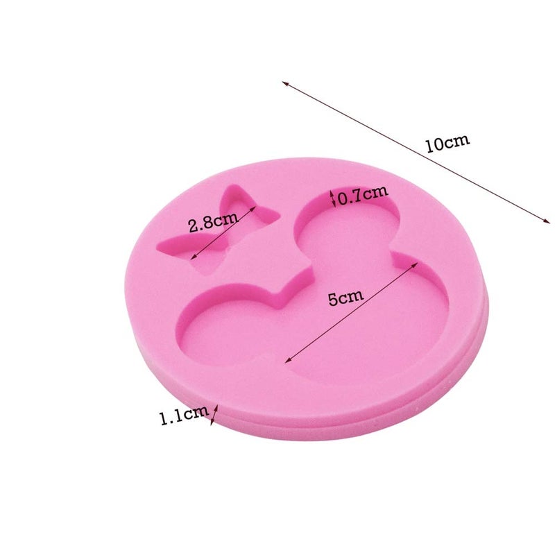 Seedomes Cute Mouse Head Bow Silicone Mold for DIY Chocolate Candy Pudding Gum Paste Cupcake Cake Topper Decoration Desserts Jelly Shots Handmade Ice Cream Ice Cube Crystal Soap Mould Fondant Mold - Image 2